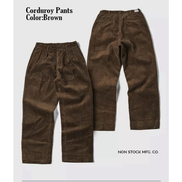 Corduroy Pants Men Pleated Casual Trousers Loose Workwear Pant S 🇺🇸SHIP - Picture 14 of 16